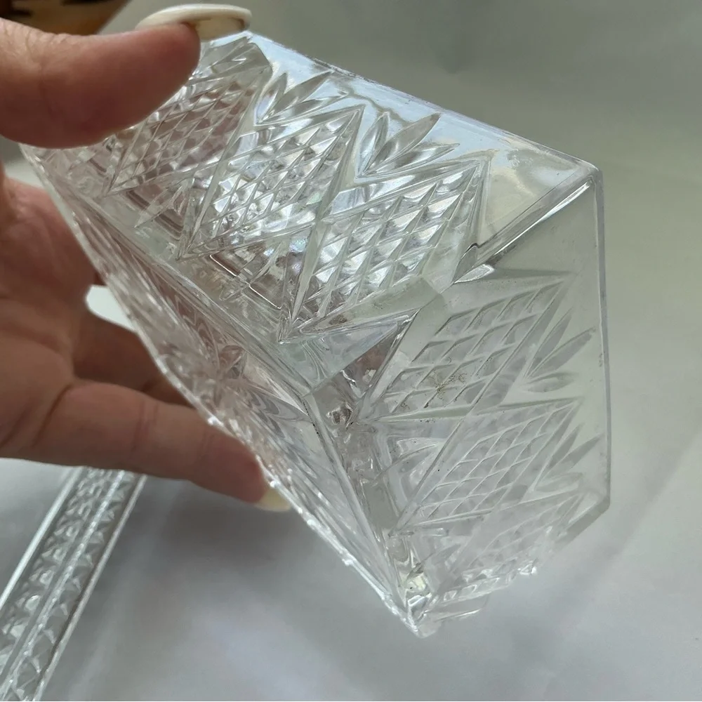 Vtg Idaho Grown Famous Potatoes Etched Crystal Lidded Trinket Box Advertising - Picture 8 of 11